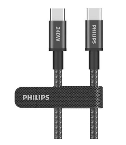 Câble USB-C Philips DLC7060C - 240 W, PD, 2 m, puce E-Marker, nylon tressé