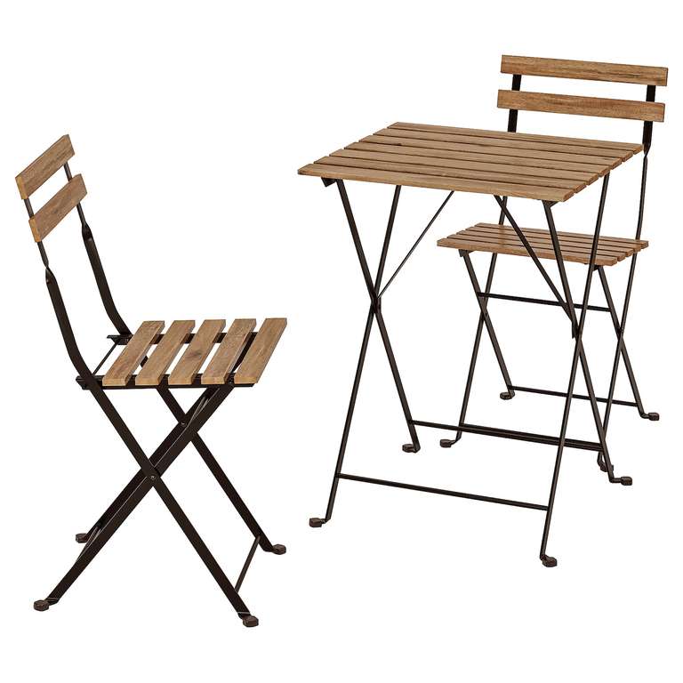 [Ikea Family] Table + 2 chaises Tarno - extérieur, noir/teinté brun clair