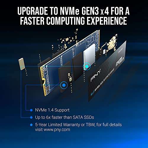 SSD interne M.2 NVMe PNY CS2230 - 500 Go, TLC 3D (Jusqu'à 3300-2500 Mo/s)