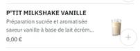 P'tit Milkshake saveur vanille - McDonald's Saint Raphael (83)