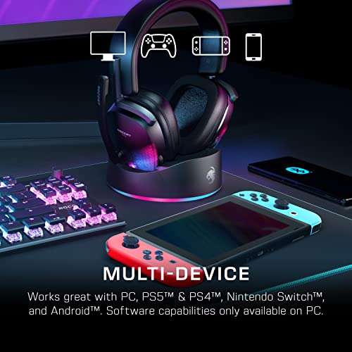 Casque gaming sans-fil Roccat Syn Max Air RGB, Audio 3D + Station d'accueil