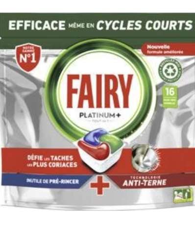 Paquet de 16 tablettes lave-vaisselle Fairy Platinum+ (via BDR 3€)