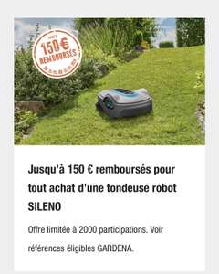 [ODR] 100€ remboursés pour l’achat d'une tondeuse robot GARDENA éligible jusqu’à 650 m², 150€ remboursés au-dessus de 650 m²