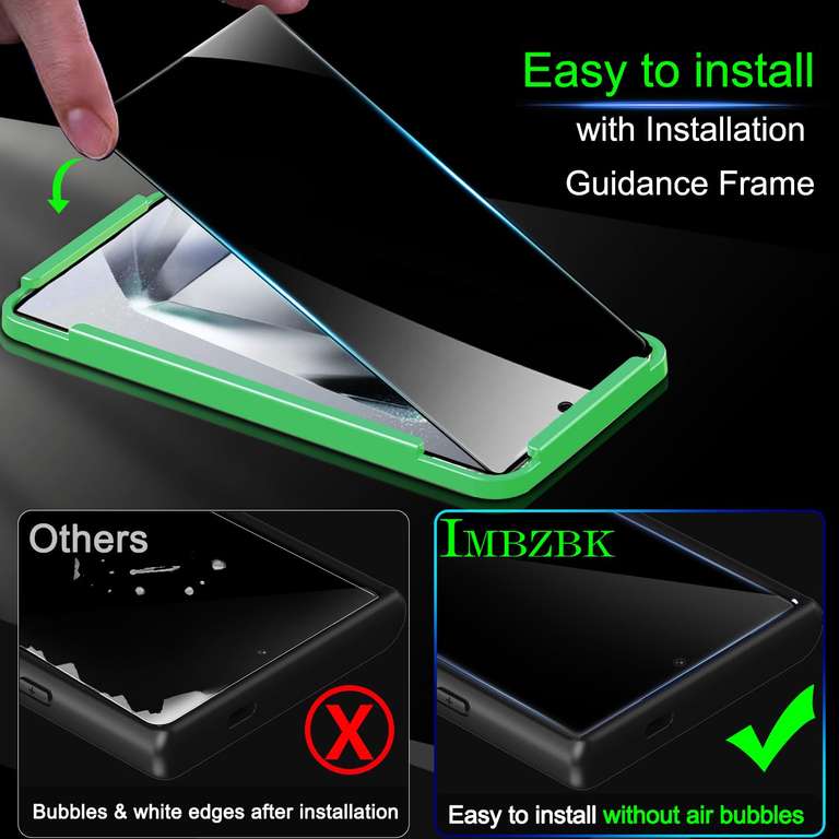 IMBZBK 3 Pièces Verre Trempé pour Samsung Galaxy S24 Ultra Ecran Anti  Espion avec 3 Pièces Protection Camera Objectif Accessoires, 9H Vitre  Protection Ecran, Couverture Complète : : High-Tech