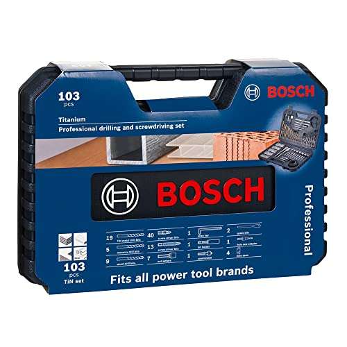 Jeu de forets et d'embouts Bosch Professional (2608594070) - 103 pièces, pour le bois, la pierre & le métal