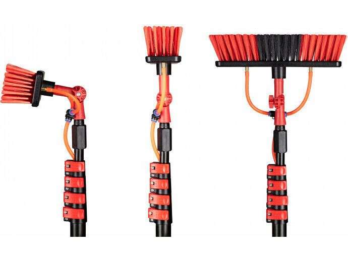 Brosse Télescopique XDOVET 7 M - Nettoyage Fenêtres Et Panneaux Solaires - Avec Raccord D'Eau Et Distributeur Savon