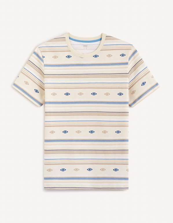 T-shirt col rond Homme 100% coton - écru et Grey (via retrait magasin)