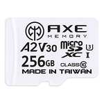 AXE Carte Mémoire microSDXC 256 Go + Adaptateur SD avec Application A2 Performance, V30, UHS-I U3, 4K