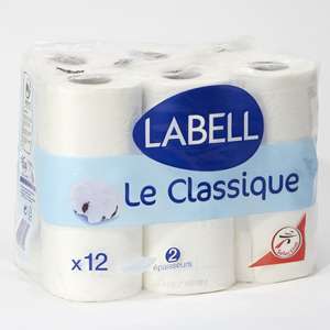 Lot de 2 paquets de 12 rouleaux de Papier Toilette Labell Le Classique ou Rose- 2 x 12 rouleaux