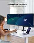 [Prime] Support 2 Ecrans PC de 13 à 32 Pouces Huano - Bras pour Écran PC à Ressort à Gaz, Réglable en Hauteur (Via coupon - Vendeur tiers)