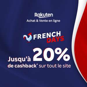 Jusqu'à 20% offerts en Rakuten Points sur tout le site selon votre statut (Max 100€ à 200€)