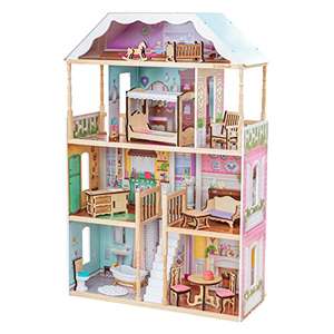 Jouet en bois KidKraft (65956) - Maison de poupées Charlotte avec EZ Kraft Assembly - 14 accessoires, pour poupées de 30 cm