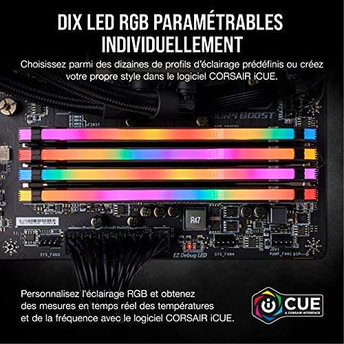 Kit Mémoire RAM Corsair Vengeance RGB PRO - 2x16 Go DDR4, 3600MHz, CL18 - Noir