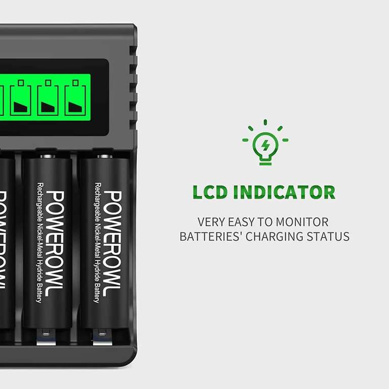 C905W 4 emplacements LCD Chargeur AA - AAA NiCd NiMh Batteries