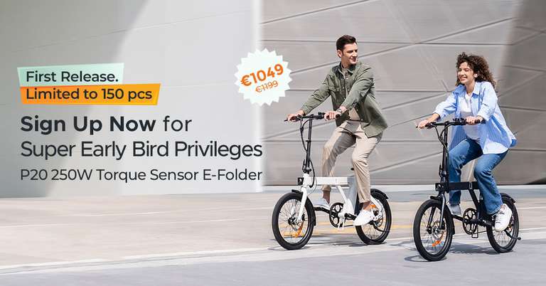 [Précommande/Nouveaux Inscrits] Vélo pliable Engwe P20 Torque Sensor E-folder (via 150€ de réduction + 199€ de cadeaux) - engwe-bikes-eu.com