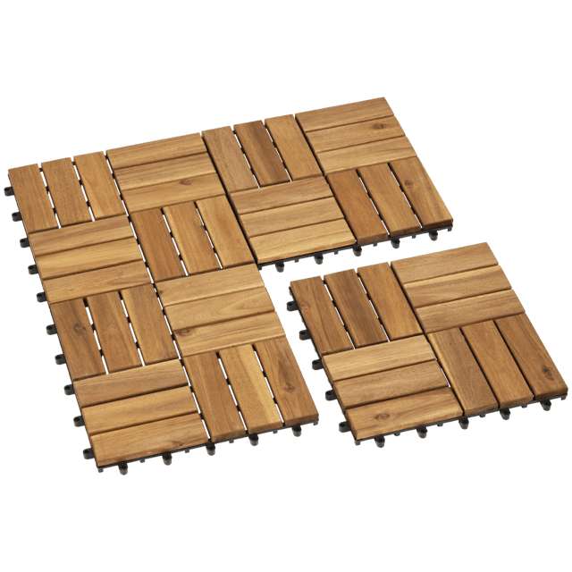 Dalles de Terrasse en bois d'acacia - 4 pièces, 31 x 31 x 2,5 cm