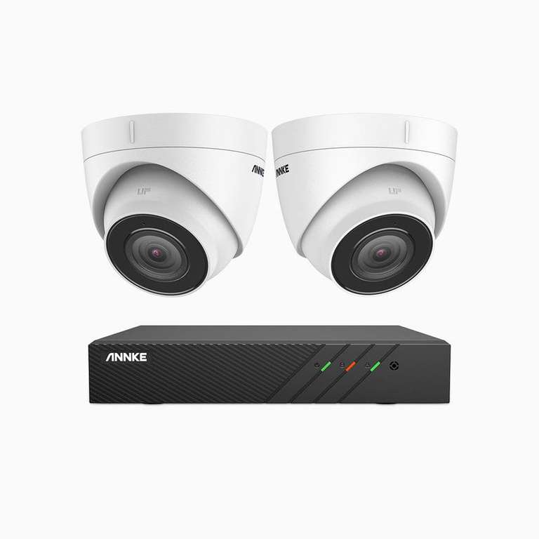 Système de surveillance ANNKE H500 PoE 8CH - 2 Caméras 5MP IP67 (2560x1920) + Enregistreur vidéo NVR (Vision nocturne, RTSP & ONVIF, Alexa)