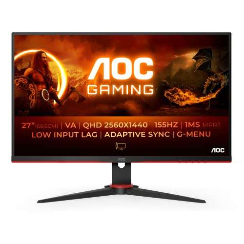 Ecran PC 27" AOC Gaming Q27G2E/BK - QHD 2560x1440, VA, 155 Hz, 1 ms MPRT, FreeSync Premium
