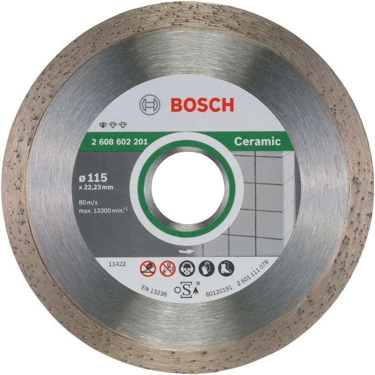 Disque à tronçonner diamanté de meuleuse d'angle pour céramique Bosch 2608602201 - 115 x 22,23 x 1,6 x 7 mm
