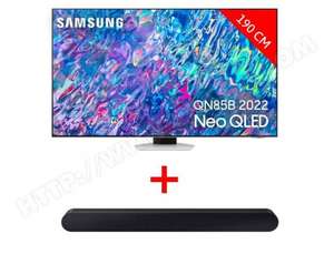 TV 75" Samsung Neo QLED 4K QE75QN85BATXXC + Barre de son SAMSUNG HW-S60B 2022 (via ODR 1000€)