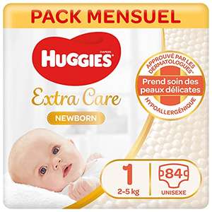 Pack de 84 Couches bébé Huggies Extra Care Nouveau Né - Taille 1, 2-5 kg (via abonnement)
