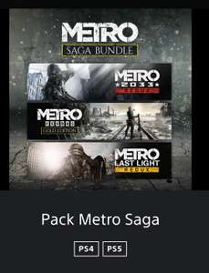 Pack Metro Saga: Metro 2033 Redux, Metro: Last Light Redux et Metro Exodus Gold Edition sur PS4/PS5 (Dématérialisé)