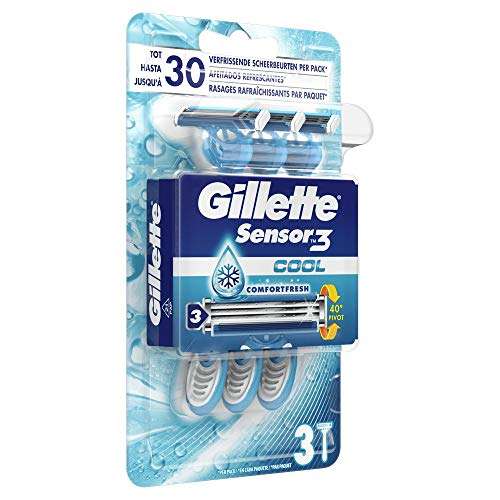 Lot de 6 packs de 3 rasoirs jetables Gillette Sensor3 Cool