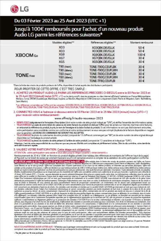 Enceinte LG XBoom Go XO3 - Son omnidirectionnel 360°, Jusqu'à 24h d'autonomie, IP54, Lumières d'ambiance (via ODR 50€)