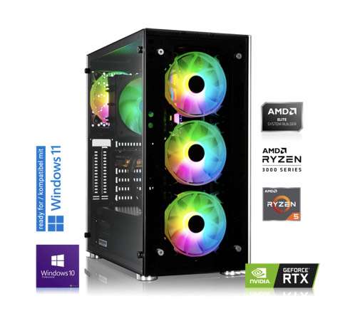PC Fixe - Ryzen 5 3600, 16 Go RAM, RTX 2060, SSD M.2 480 Go + HDD 2 To, Windows 10 Pro