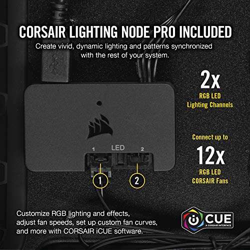 Pack de 3 ventilateurs PC Corsair LL120 RGB avec module Lighting Node - 120 mm, blanc
