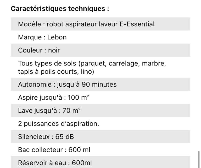 Aspirateur Robot Laveur E-essential - LEBON - France