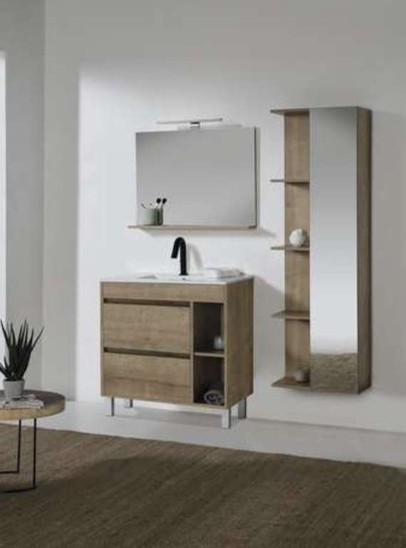 Ensemble de salle de bain Tamisa : meuble + plan vasque + miroir