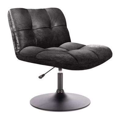 Fauteuil pivotant style industriel HD9244/WEB - réglable en hauteur, tissu noir, aspect cuir vieilli, pied noir mat