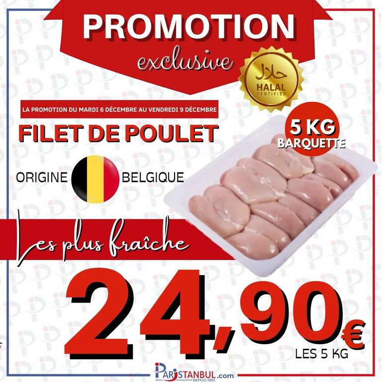 5kg Filet de poulet d'origine Belgique - Paristanbul Supermarche