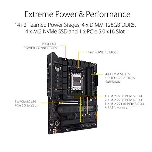 Carte mère Asus TUF Gaming X670E-Plus - AM5 (Ryzen 7000, ATX, PCIe 5.0, mémoire DDR5, Aura Sync)