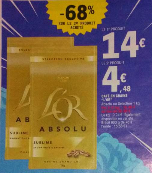 Promo Café Grains L'or Absolu chez Auchan 