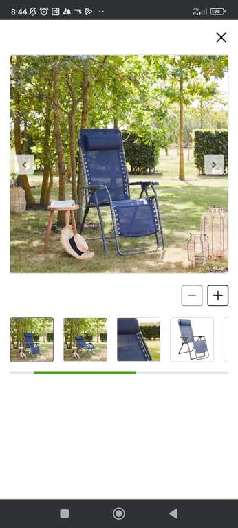 Chaise de jardin relax Zero Gravity - Pliable, en acier, coloris Bleu
