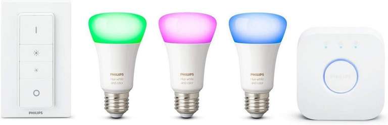 Kit de démarrage Philips Hue : 3 Ampoules connectées White & Color Ambiance E27 + Pont