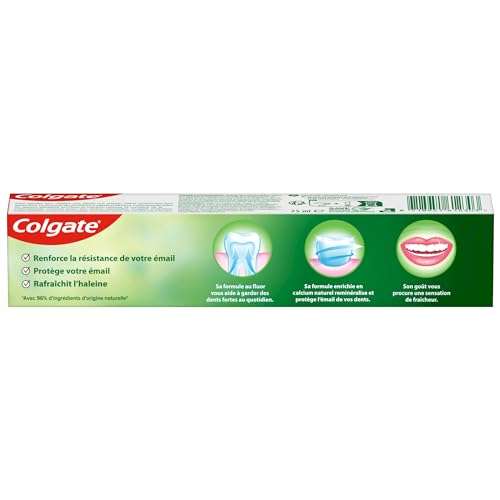 Lot de 12 tubes de dentifrice Colgate Chlorophyle Fraîcheur Intense - 96% d'ingrédients d'origine naturelle