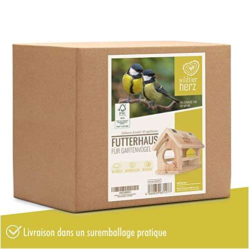 Wildtier Herz Mangeoire Oiseaux Inox, Distributeur Graines Suspendu  Imperméable, Multicolore 38cm - Cœur Animal Sauvage