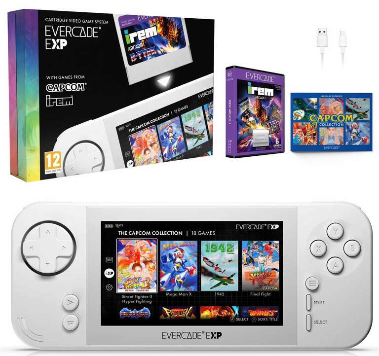 Console portable Blaze Evercade EXP - Capcom Collection 18 jeux intégrés & Cartouche Irem Arcade N°01 Incluse