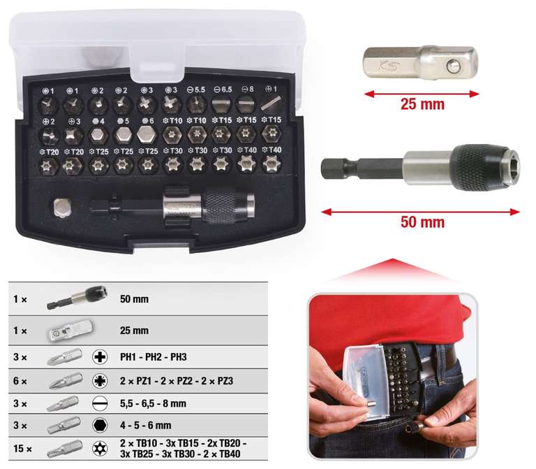 Mini coffret d'embouts de vissage et porte-embouts 1/4" KS Tools - 911.2060 - 32 pièces