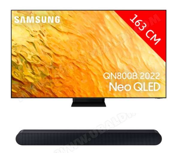 Pack TV 65" Samsung Neo QLED QE65QN800B 2022 - 8K + Barre de son Samsung HW-S60B 2022 (via ODR de 1000€)