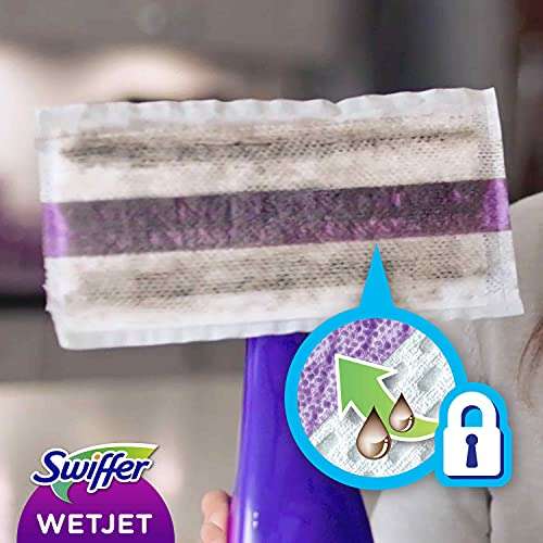 SWIFFER WetJet Balai Kit complet avec 5 lingettes, 1 nettoyant Liquide, 4  piles - Cdiscount Au quotidien