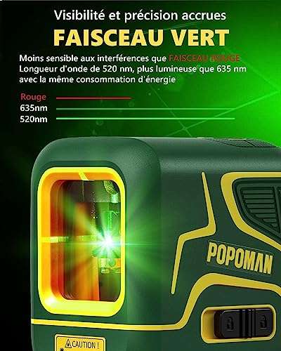 Niveau Laser POPOMAN 2200 mAh Batterie Intégrée (via coupon - vendeur tiers)