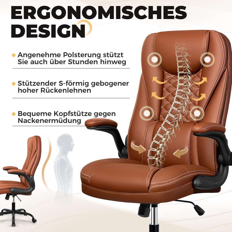 Chaise De Bureau Ergonomique - Basculante - Hauteur Réglable - Cuir Synthétique - Noir