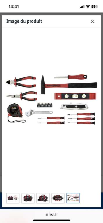Set d'outils dans un sac de rangement Parkside