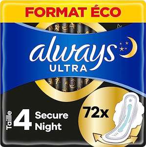 [Prime] Paquet de 72 Serviettes hygiéniques Always Ultra Secure Night - Taille 4