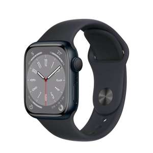 Montre connectée Apple Watch Series 8 (GPS) - Boîtier 41 mm Aluminium Noir avec Bracelet Sport Noir (vendeur tiers)
