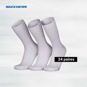 Lot de 24 paires de chaussettes Skechers - Tailles 39/42 et 43/46 - Blanc